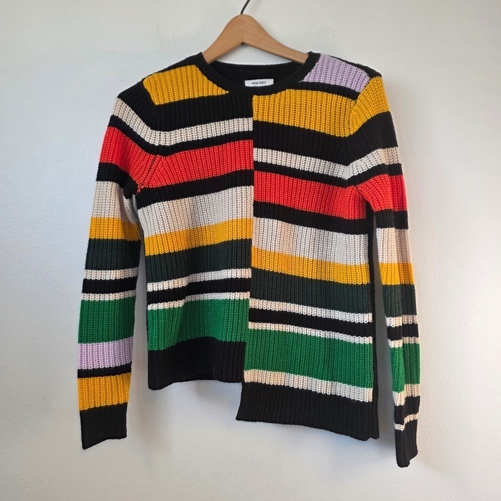 Nine West Asymmetrical Striped Sweater - XS